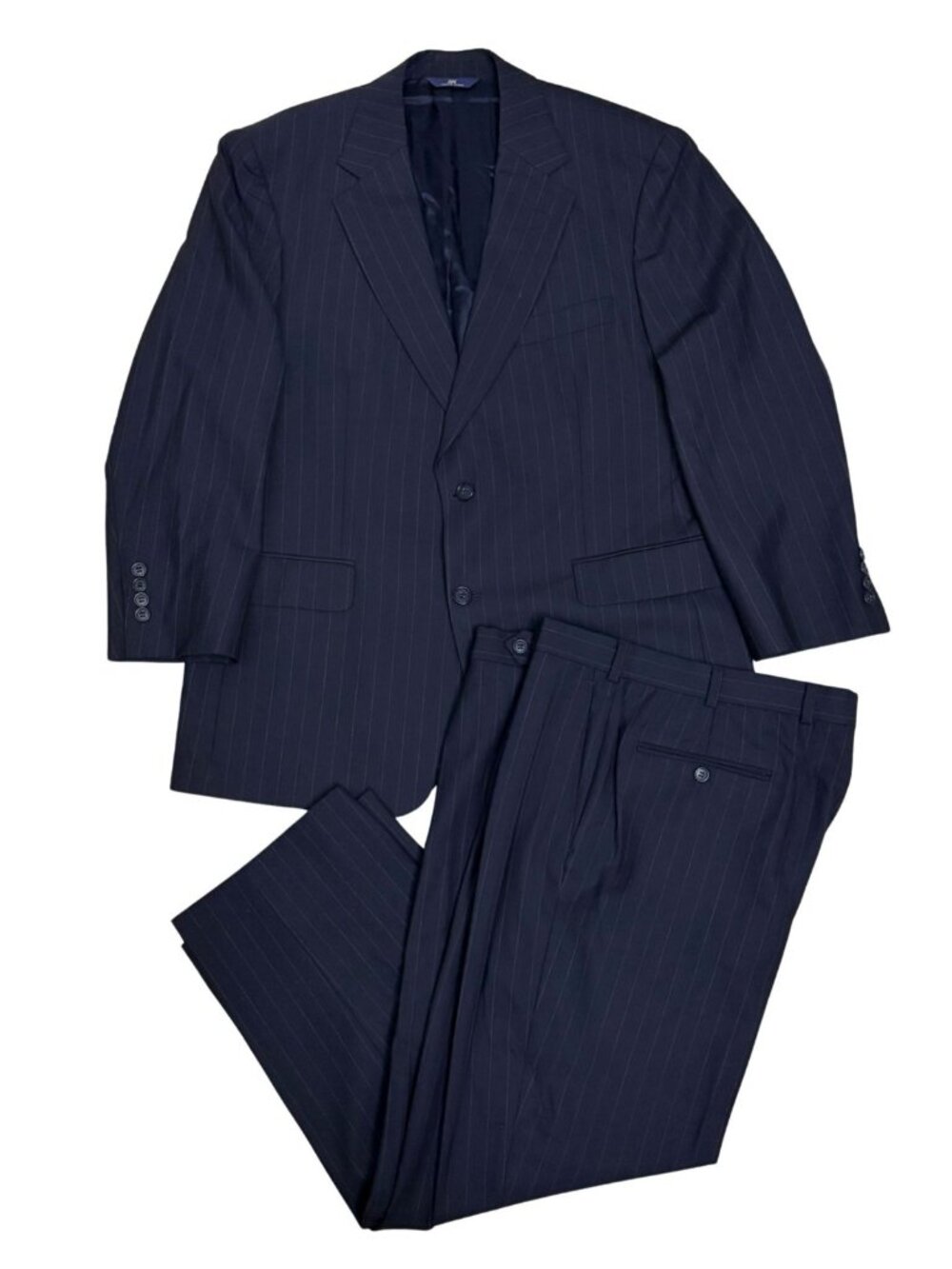 BROOKS BROTHERS 346 SUIT WOOL Blue Stretch Pinstripe Blazer & Pants Mens 41S